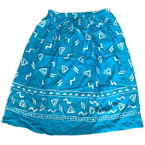 Alfred Dunner 1980s Abstract Funky Swirl Peasant Skirt Teal Blue 18 EUC Vintage - Picture 5 of 8